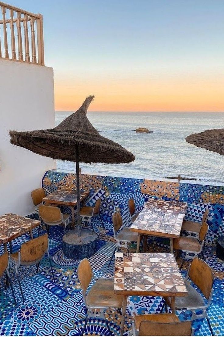 Panoramic view of Essaouira medina and harbor on the Atlantic coast of Morocco